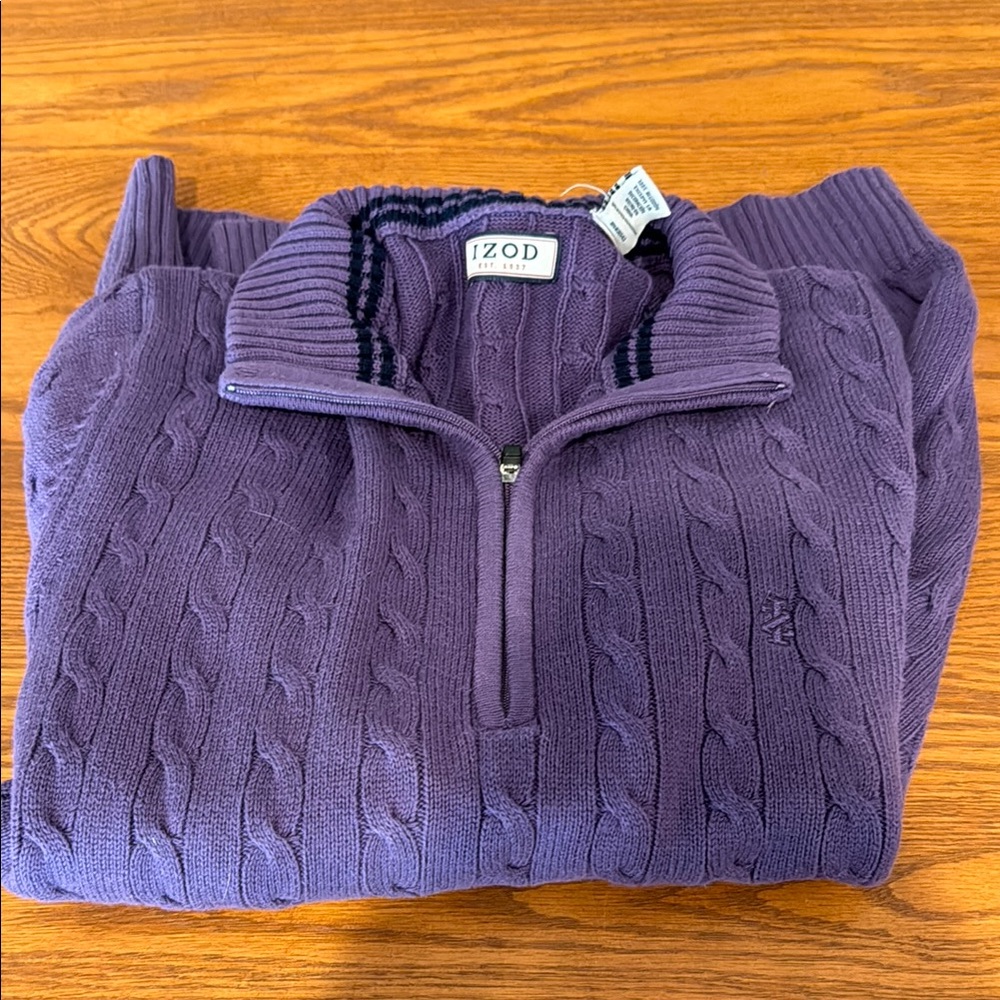 IZOD Men's Purple Cable Knit Sweater
